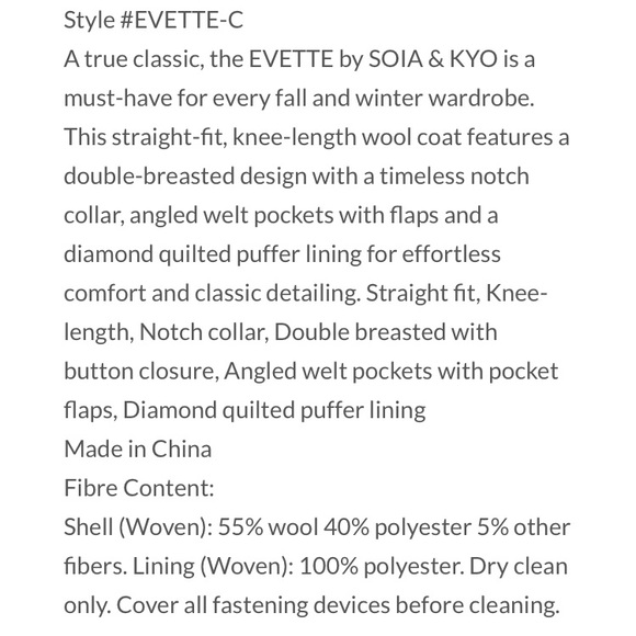 BNWT Soia Kyo Classic Wool Coat - Picture 6 of 8